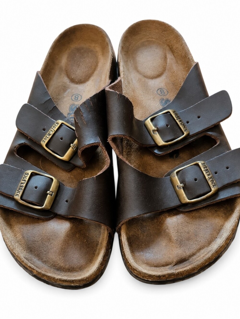SoftMoc Brown Leather Double Buckle Comfort Slide Sandals Women's Size 8